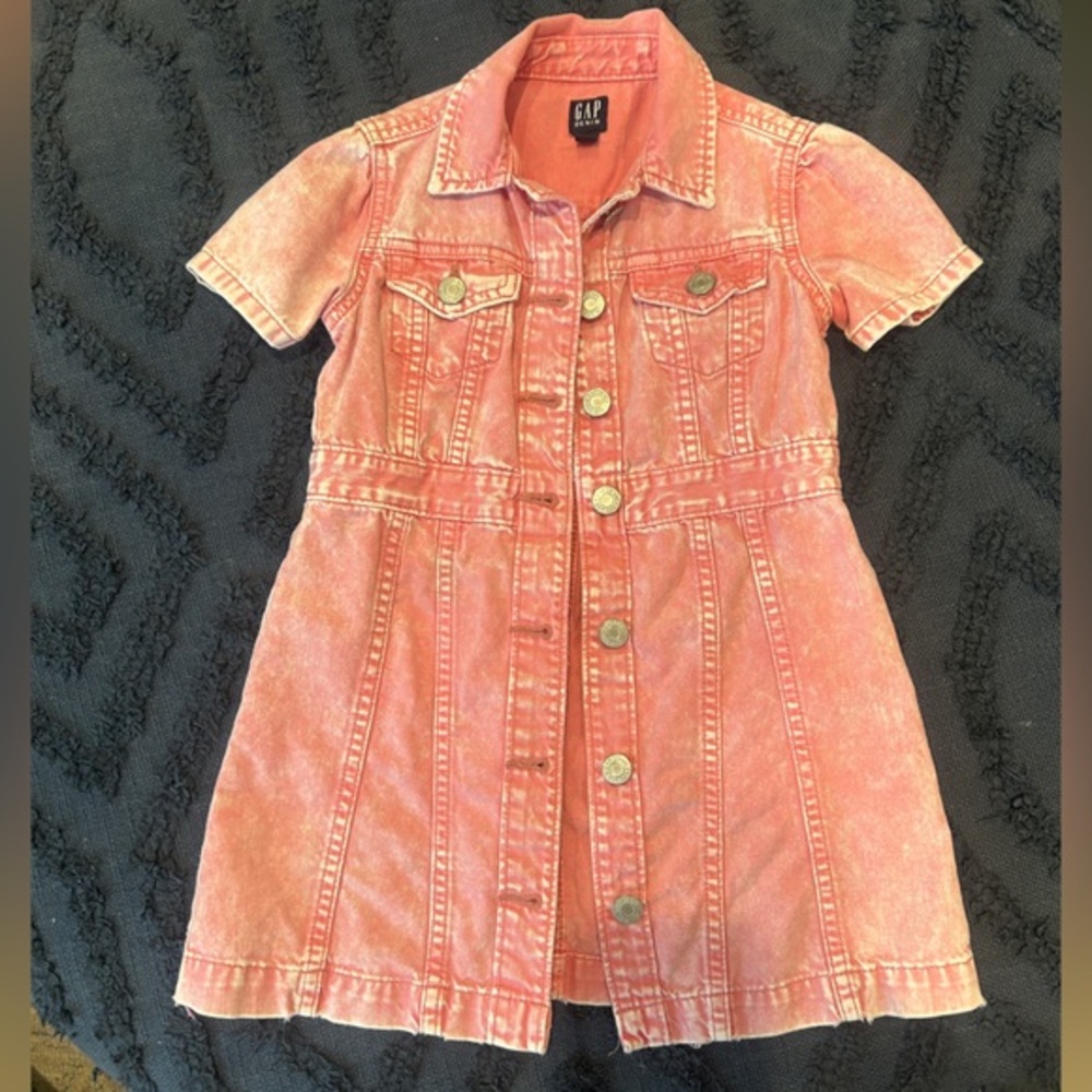 GAP Pink Acid-Wash Denim Dress
